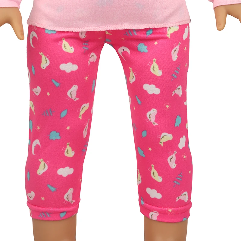 Cute Cat Animal Shark T-shirt+shorts Clothes Set Pajamas Fit For American 18 Inch Girl Doll And 43cm Baby New Born,OG Toy Doll