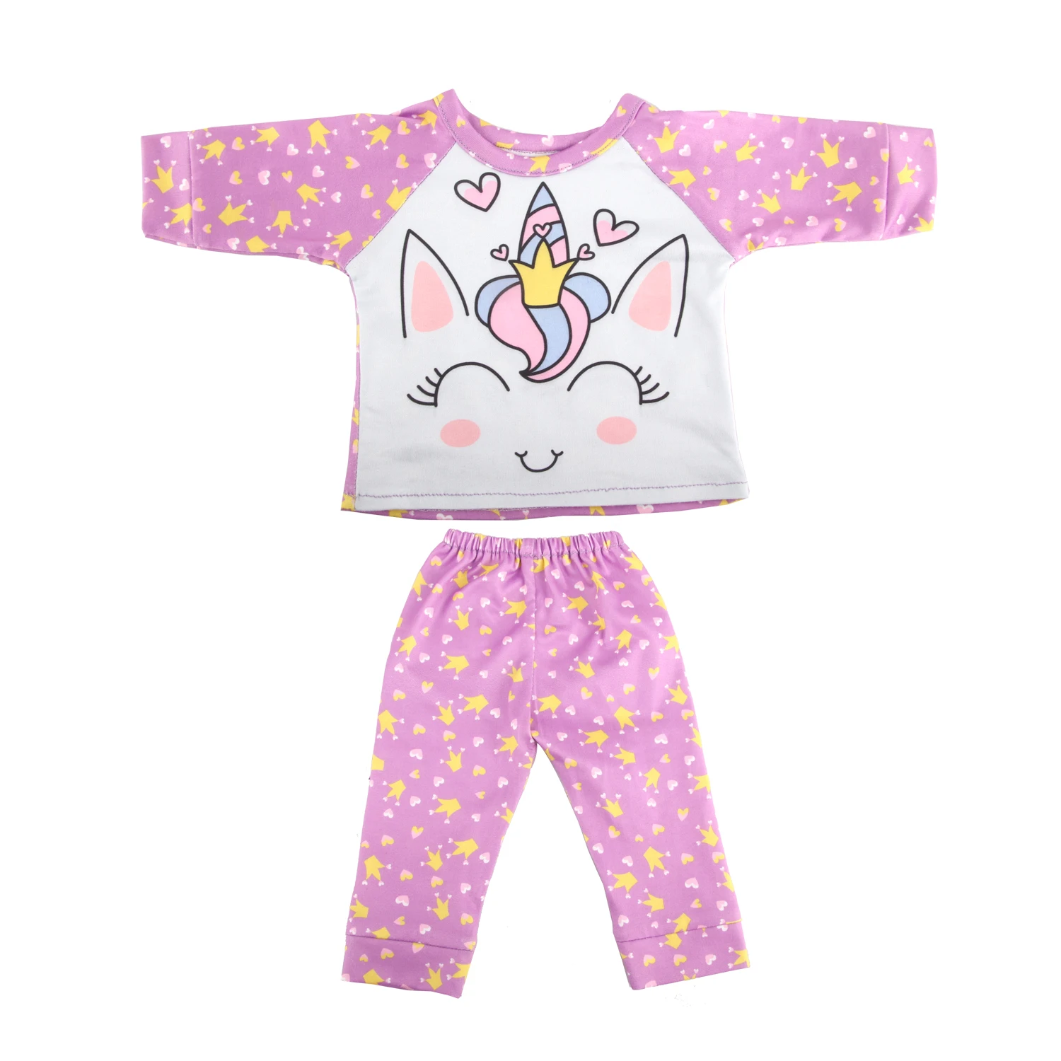 Cute Cat Animal Shark T-shirt+shorts Clothes Set Pajamas Fit For American 18 Inch Girl Doll And 43cm Baby New Born,OG Toy Doll