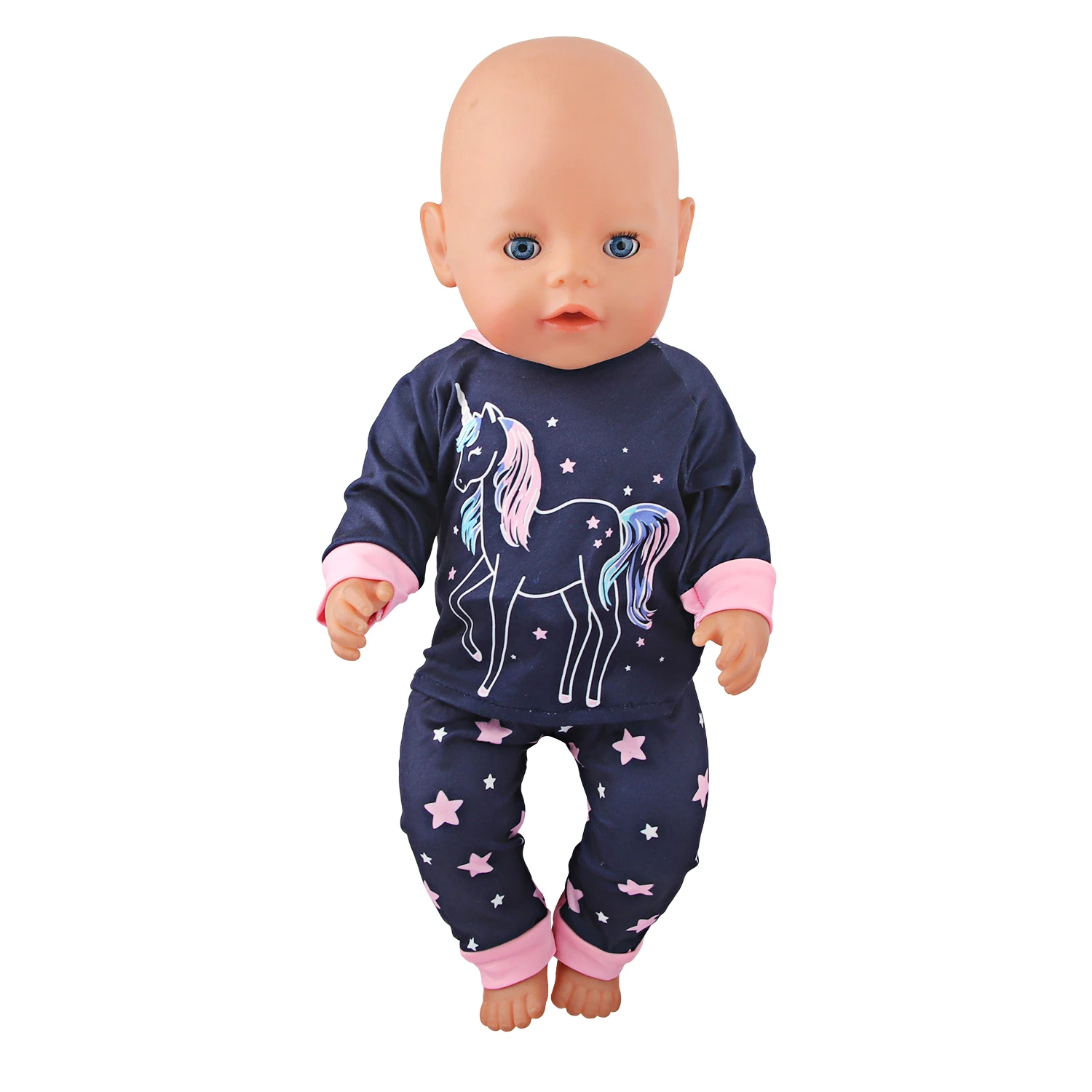 Cute Cat Animal Shark T-shirt+shorts Clothes Set Pajamas Fit For American 18 Inch Girl Doll And 43cm Baby New Born,OG Toy Doll