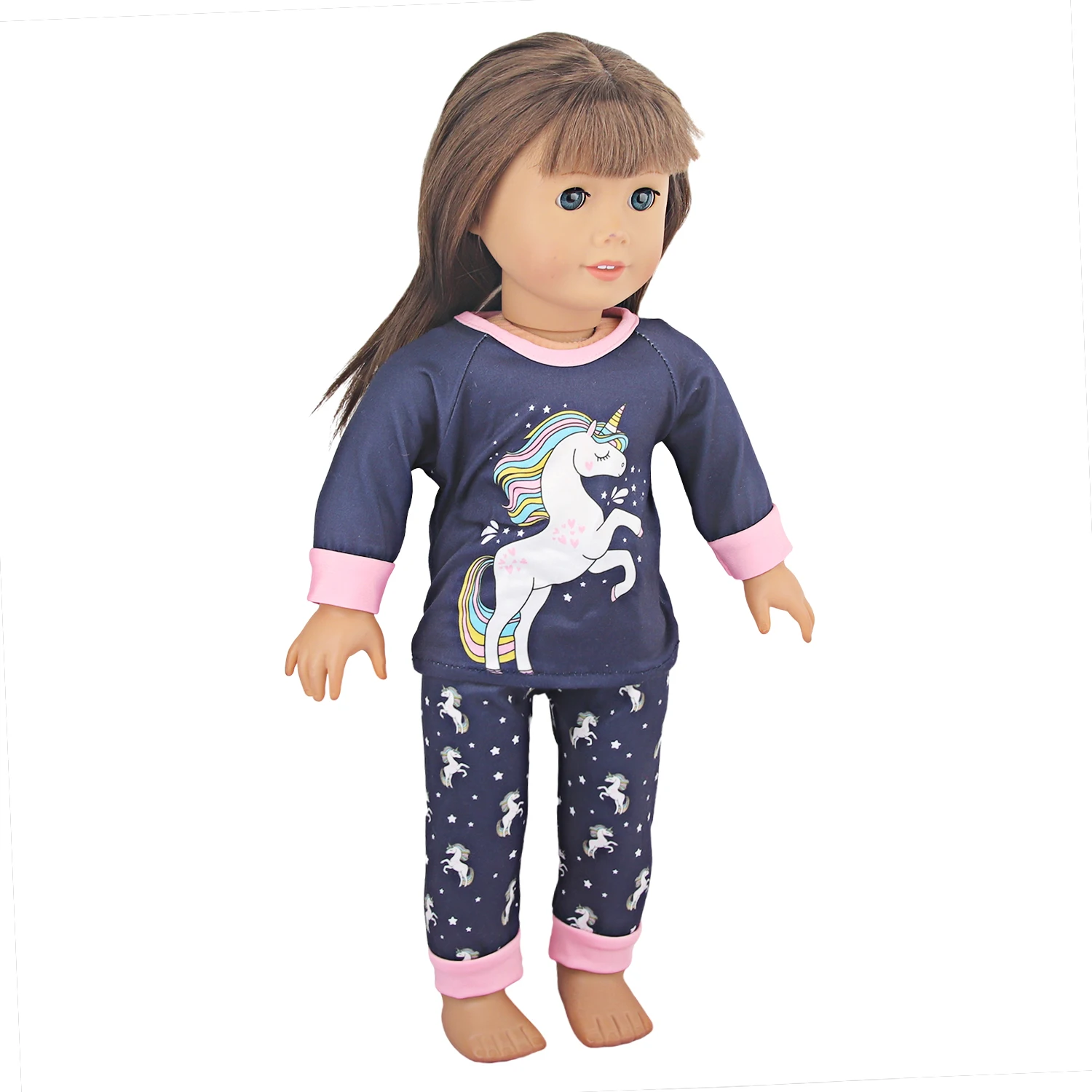 Cute Cat Animal Shark T-shirt+shorts Clothes Set Pajamas Fit For American 18 Inch Girl Doll And 43cm Baby New Born,OG Toy Doll