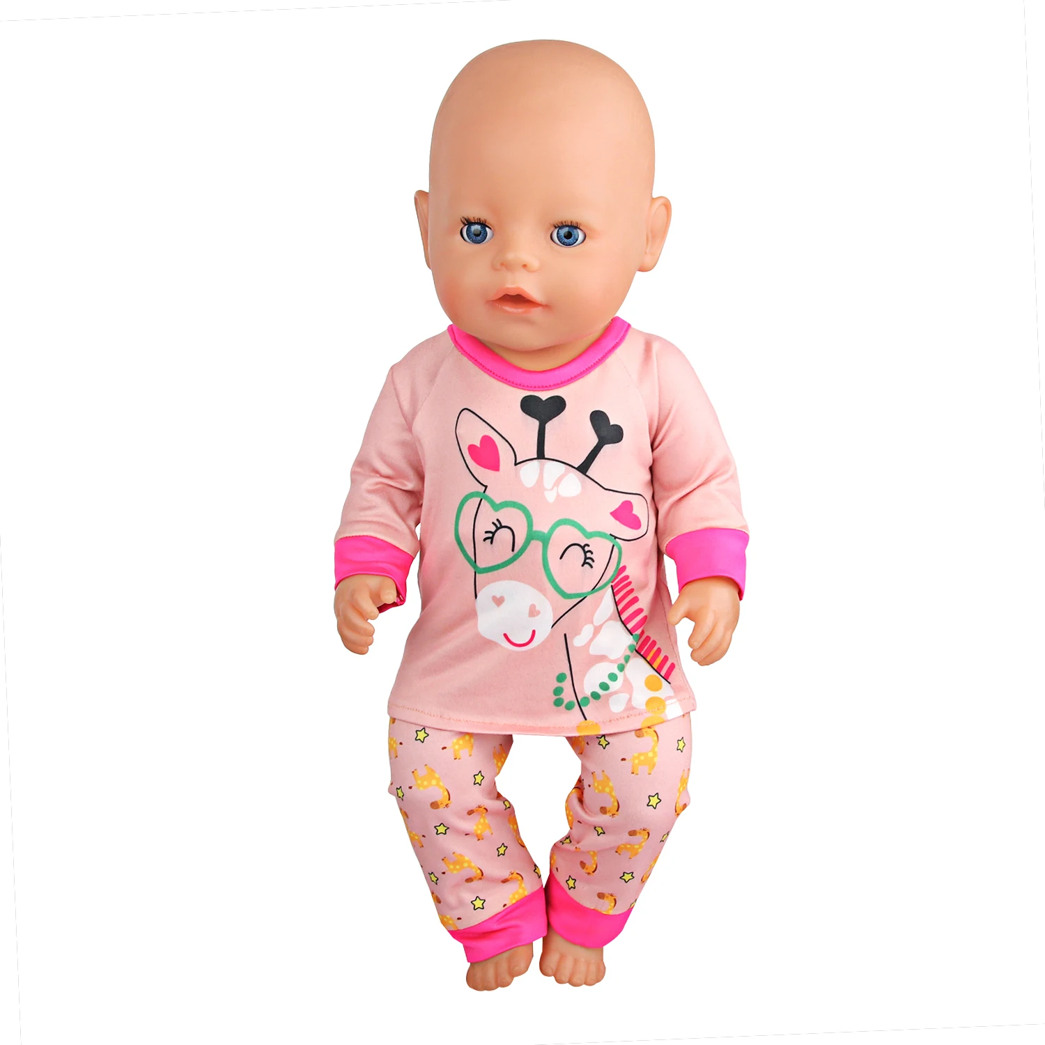 Cute Cat Animal Shark T-shirt+shorts Clothes Set Pajamas Fit For American 18 Inch Girl Doll And 43cm Baby New Born,OG Toy Doll