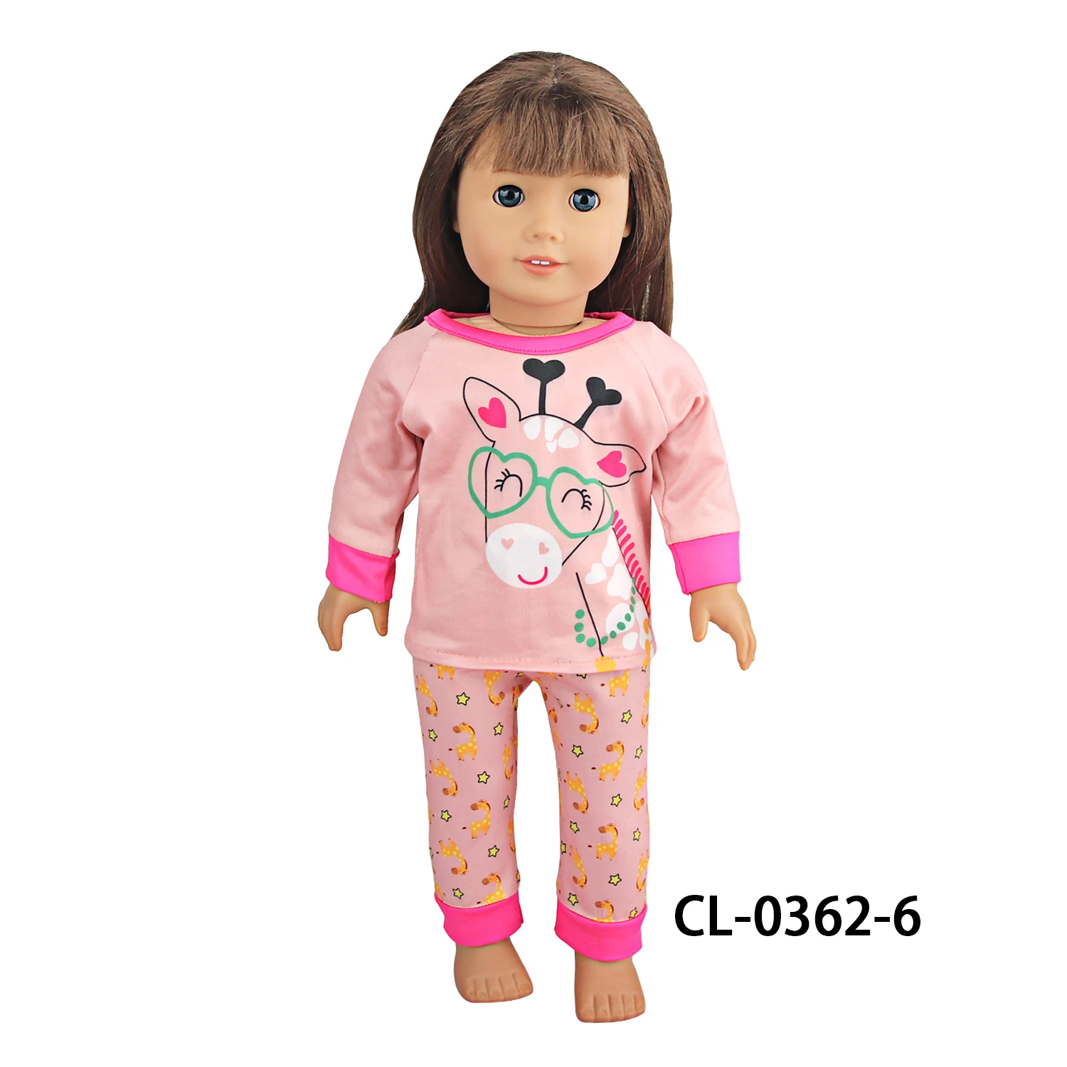 Cute Cat Animal Shark T-shirt+shorts Clothes Set Pajamas Fit For American 18 Inch Girl Doll And 43cm Baby New Born,OG Toy Doll