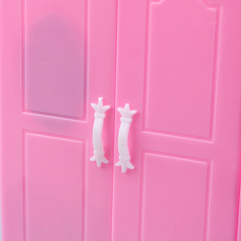1/12 1/6 Dollhouse Miniature Pink Plastic Wardrobe for Dolls House Accessories