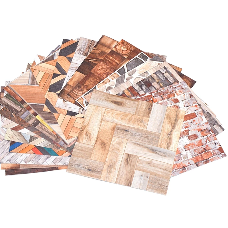 1Pc 1:12 Dollhouse Miniature Grain Floor Wallpaper Tiles Sticker Bathroom Living Room Decor Toy Doll House Accessories