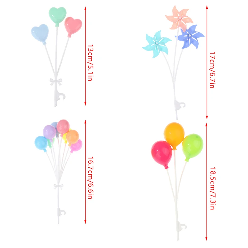 1Set 1:6 Dollhouse Miniature Colorful Balloon Windmills Round Heart-shaped Balloon Ornament Home Garden Decor Toy