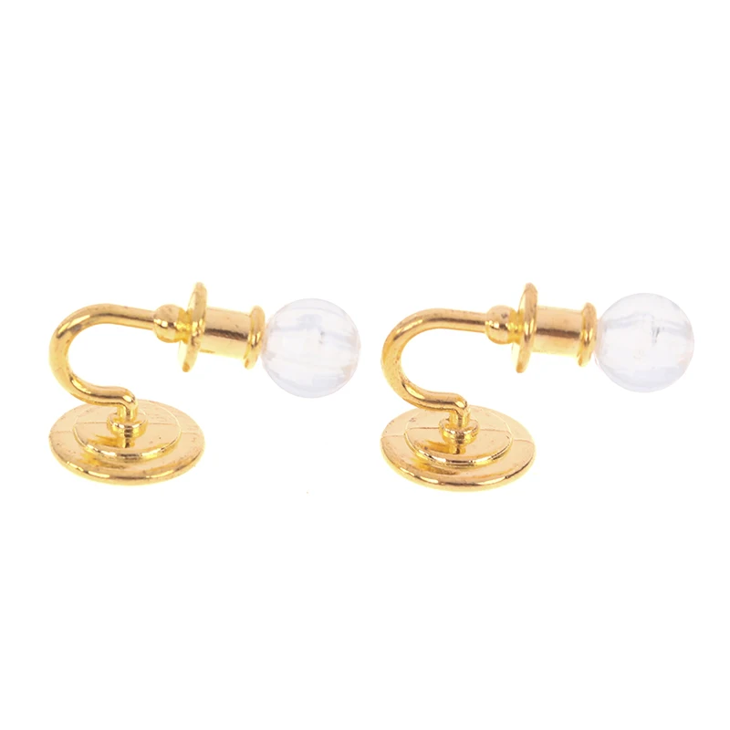 1Pair Miniature Dollhouse Alloy Simulation Ceiling Lamp Hanging Lamp Mini LED Lighting Model Home Decoration Doll Furniture Toy