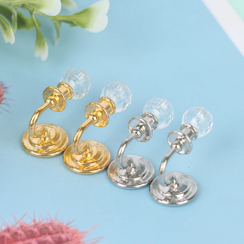 1Pair Miniature Dollhouse Alloy Simulation Ceiling Lamp Hanging Lamp Mini LED Lighting Model Home Decoration Doll Furniture Toy