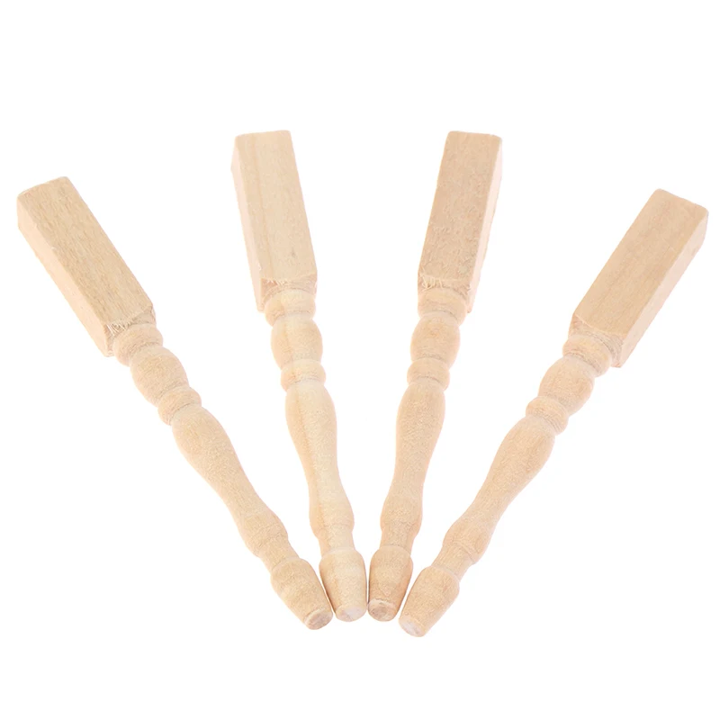 4pcs/lot 1:12 Wooden Dollhouse Table Leg Miniature Furniture Diy Dollhouse Accessories Simulation Table Feet Model Dollhouse Toy