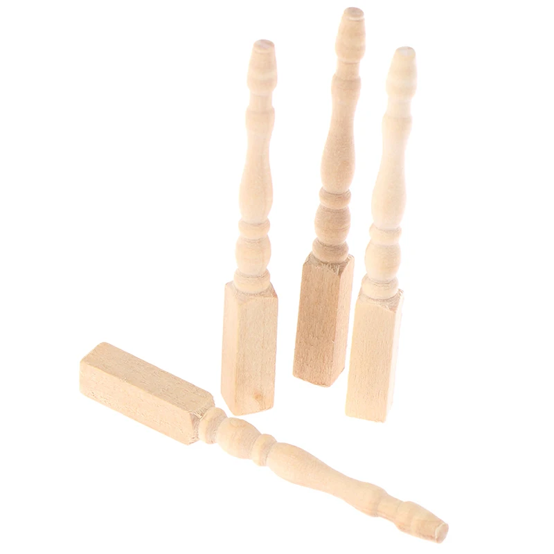 4pcs/lot 1:12 Wooden Dollhouse Table Leg Miniature Furniture Diy Dollhouse Accessories Simulation Table Feet Model Dollhouse Toy