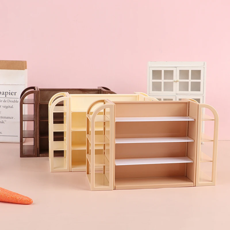 1/12 Dollhouse Mini Supermarket Multilayer Display Shelf Dollhouse Store Cabinet Model Dolls House Furniture Decor Accessories
