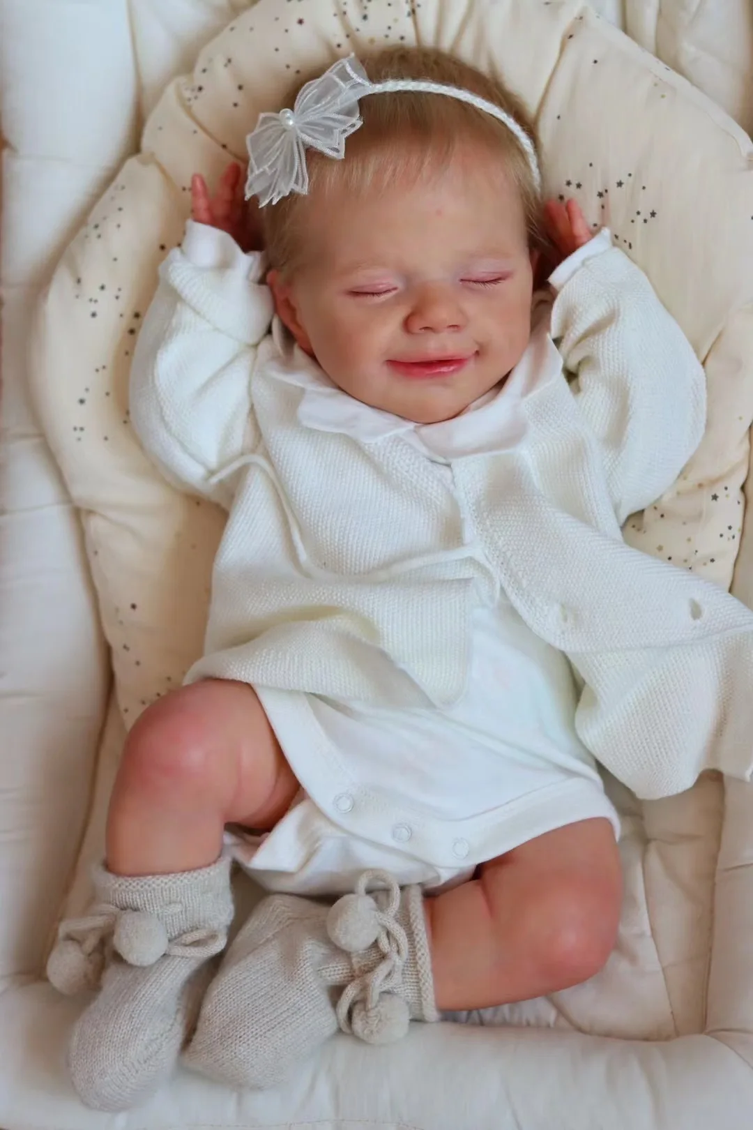 18 Inch April Bebe Reborn Doll With Rooted White Blond Hair 3D Painted Skin Newborn Baby Doll