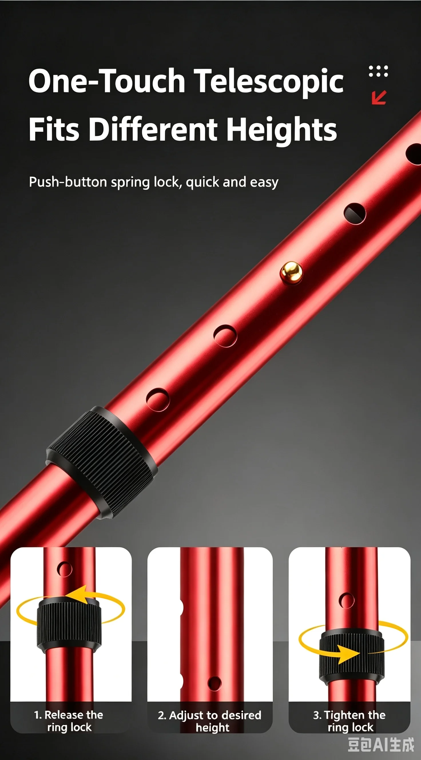 Adjustable Telescopic Folding Aluminum Alloy Walking Cane Anti-slip Lightweight Elderly Walking Hiking Support Crutch