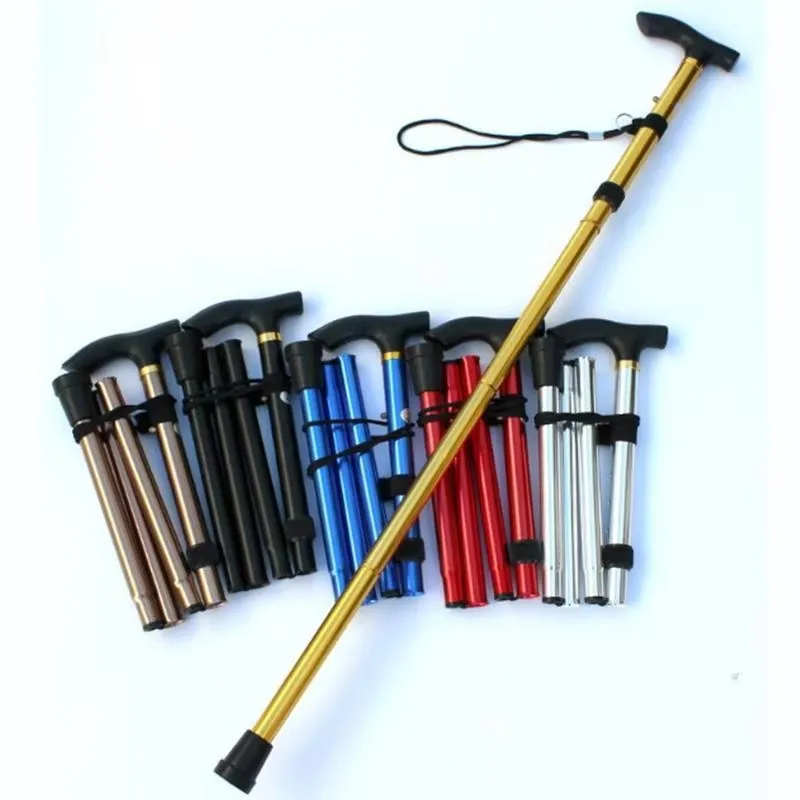 Adjustable Telescopic Folding Aluminum Alloy Walking Cane Anti-slip Lightweight Elderly Walking Hiking Support Crutch