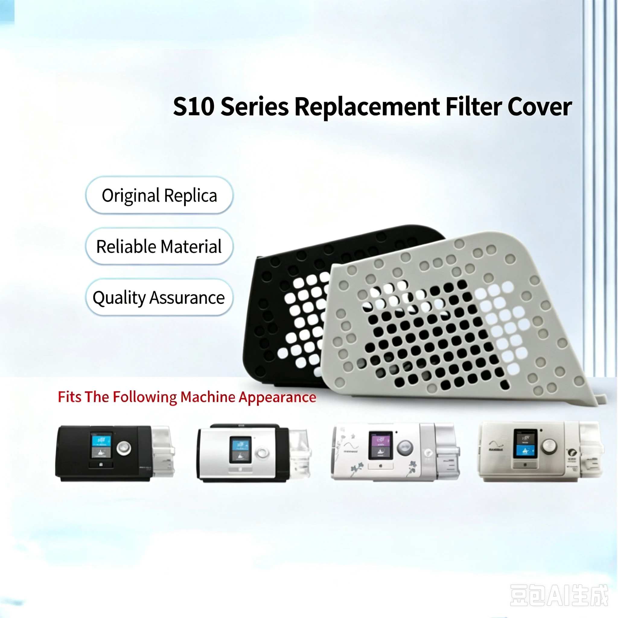 CPAP S10 Respirator Filter Membrane Cover Plate Side Plate Cover Plate Air Inlet Baffle Accessory Replacement Filter Side Cover