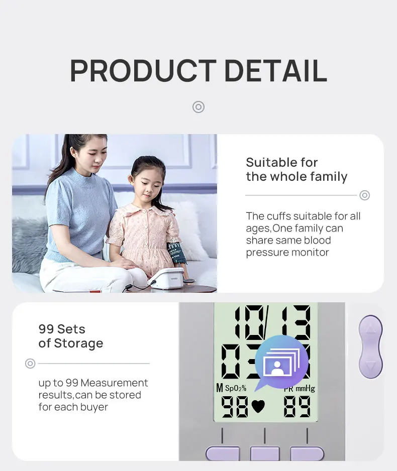 CONTEC08C Automatic Digital Blood Pressure Monitor BP Monitor Sphygmomanometer Heart Beat Rate Pulse Meter Large Screen Monitor