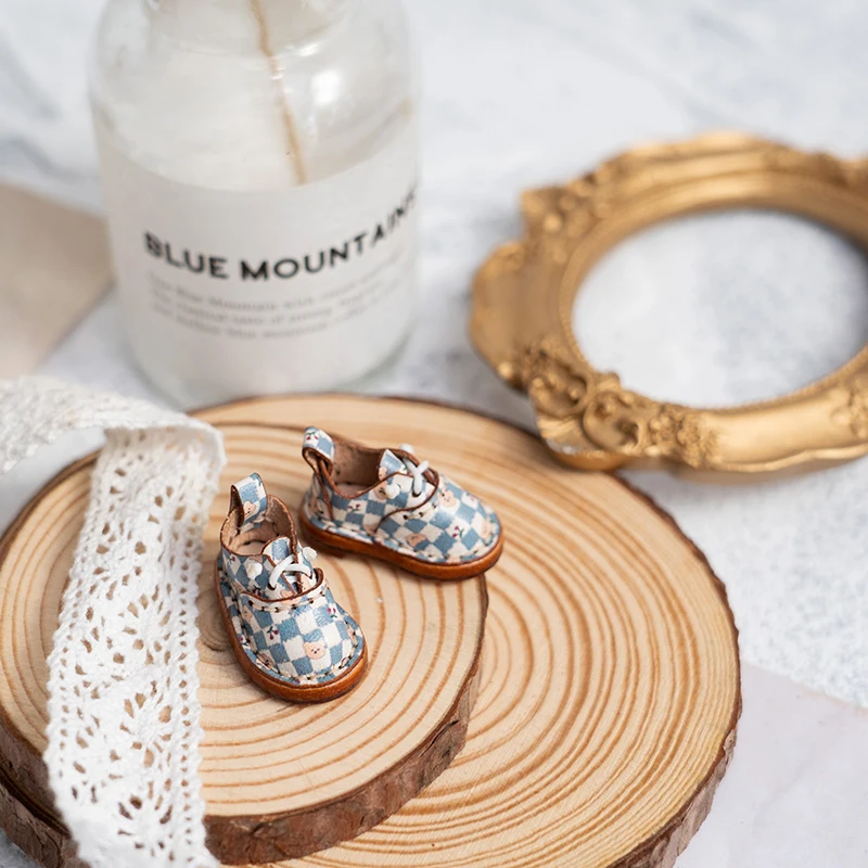 Blythe Baby Shoes Mini Toy Accessories OB22 Shoes Checker Shoes Small Cloth UFDOLL Mini Body OB24 Handmade Cowhide Shoes