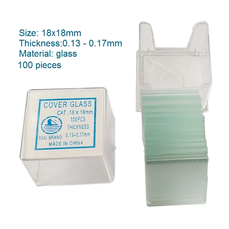100PCS Professional Glass Cover Glass Microscope Cover Slips 18x18 MM Microscope Slide Covers Wholesale