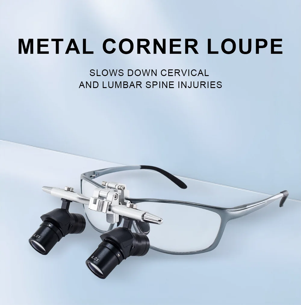 Dental 48 ° Ergo Loupes 4X Medical Magnifying Glass Prevent Bending and Portable Ergo Loupes Light Combination Dentistry Tool