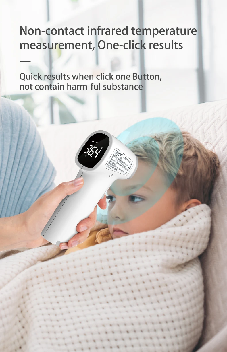 CONTEC Portable Arm Automatic Digital Blood Pressure Monitor FingerTip Pulse Oximeter&Non-Contact Infrared Forehead Thermometer
