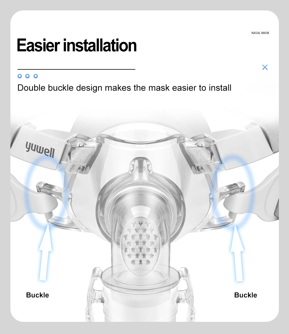 YUWELL Nasal CPAP Mask with Headgear Tube Silicon Gel Cushion for APAP CPAP Machine Sleep Apnea Anti Snoring CPAP Nasal Mask