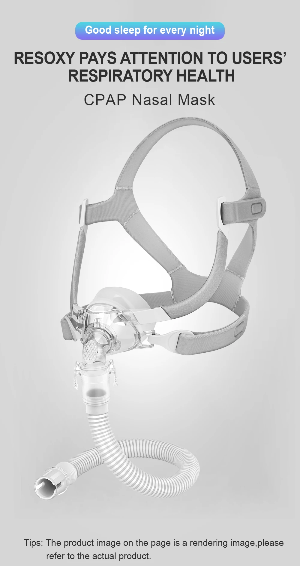 YUWELL Nasal CPAP Mask with Headgear Tube Silicon Gel Cushion for APAP CPAP Machine Sleep Apnea Anti Snoring CPAP Nasal Mask