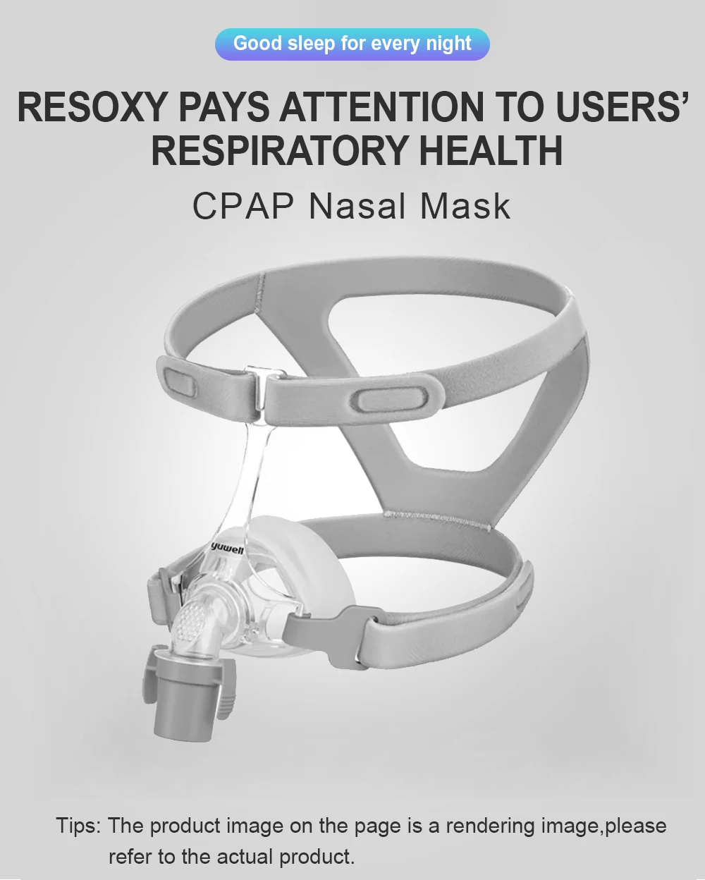 YUWELL Nasal Mask CPAP Mask With Headgear Silicon Gel Cushions for Auto CPAP Machine Sleep Apnea Nasal Mask Anti Snoring Mask