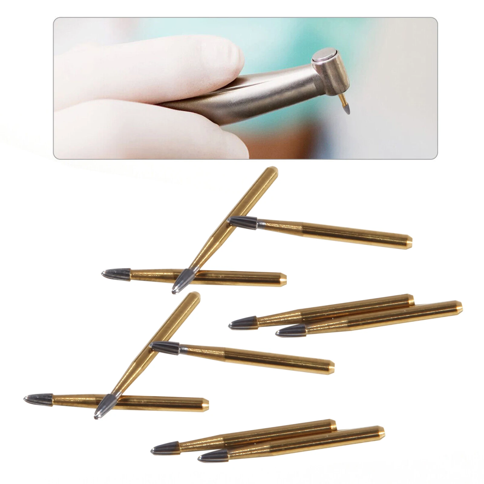 Dental Tungsten Carbide Burs Trimming & Finishing Gold FG-7404/7406/7408 for High Speed Handpiece