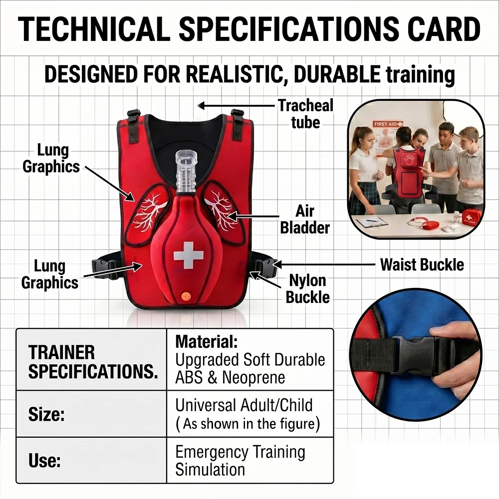 Resoxy Heimlich Maneuver Training Vest Choking Simulator for CPR First Aid Classroom Demonstration, Airway Obstruction Model