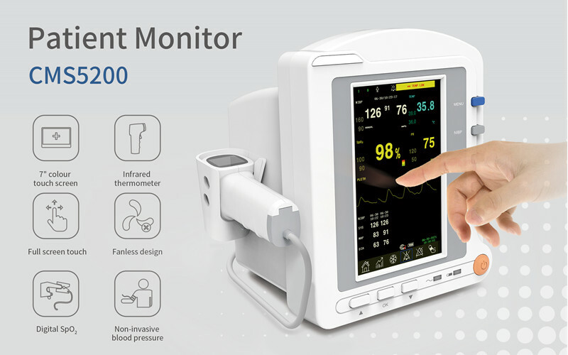 CONTEC CMS5200 Touch Screen Patient Monitor NIBP SPO2 TEMP PR Vital Signs Monitor Thermometer