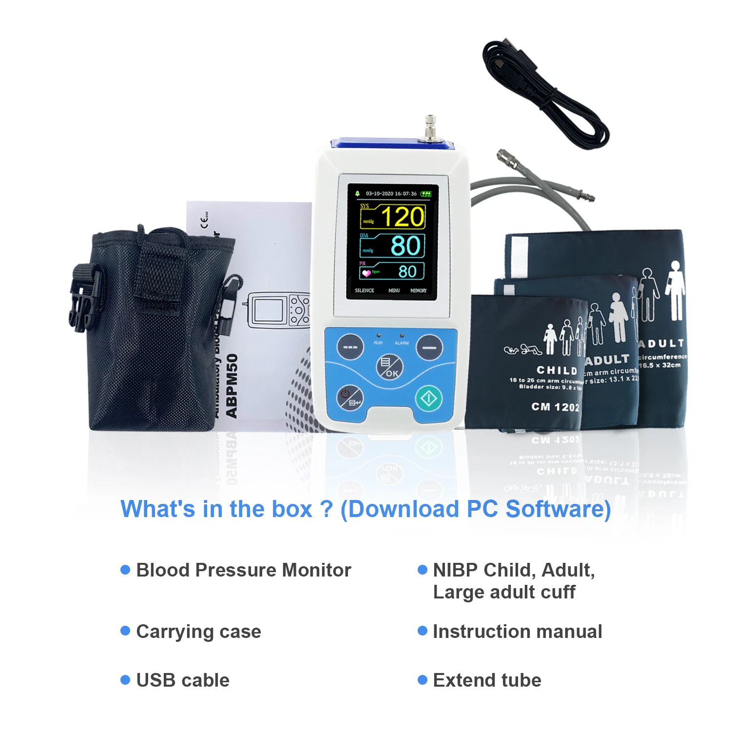 Contec ABPM50 Arm Ambulatory Blood Pressure Monitor 24hours NIBP Holter Monitor+ Adult, Child ,Large Adult Cuff  Choos