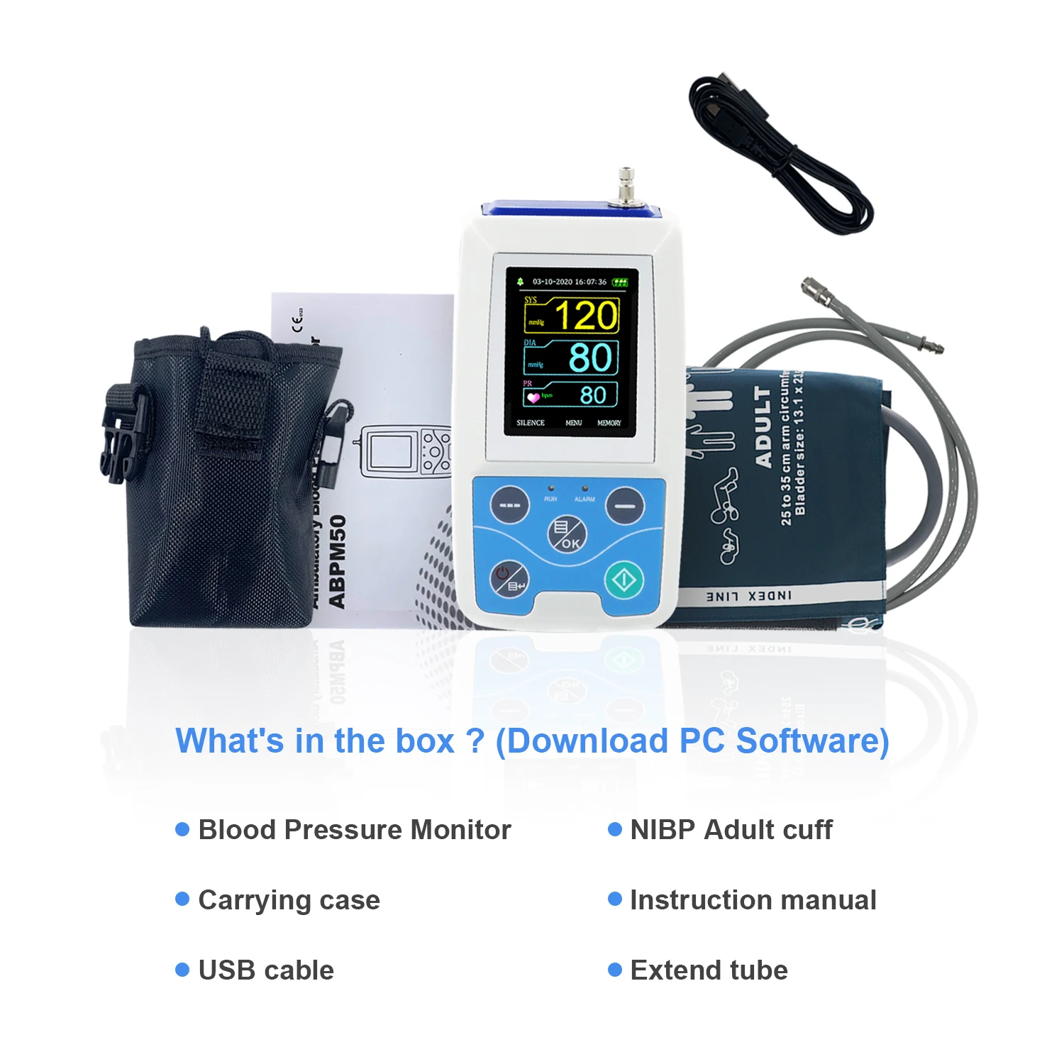 Contec ABPM50 Arm Ambulatory Blood Pressure Monitor 24hours NIBP Holter Monitor+ Adult, Child ,Large Adult Cuff  Choos