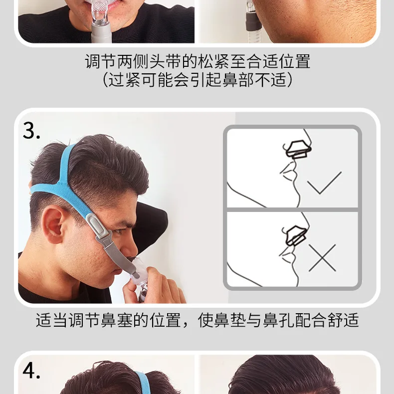 KLZ Ventilator Nasal Mask Nasal Pillow with SML Nose Pads B*C-P2 Breath Adult Respirator Universal Nasal Plug Stop Snoring Sleep