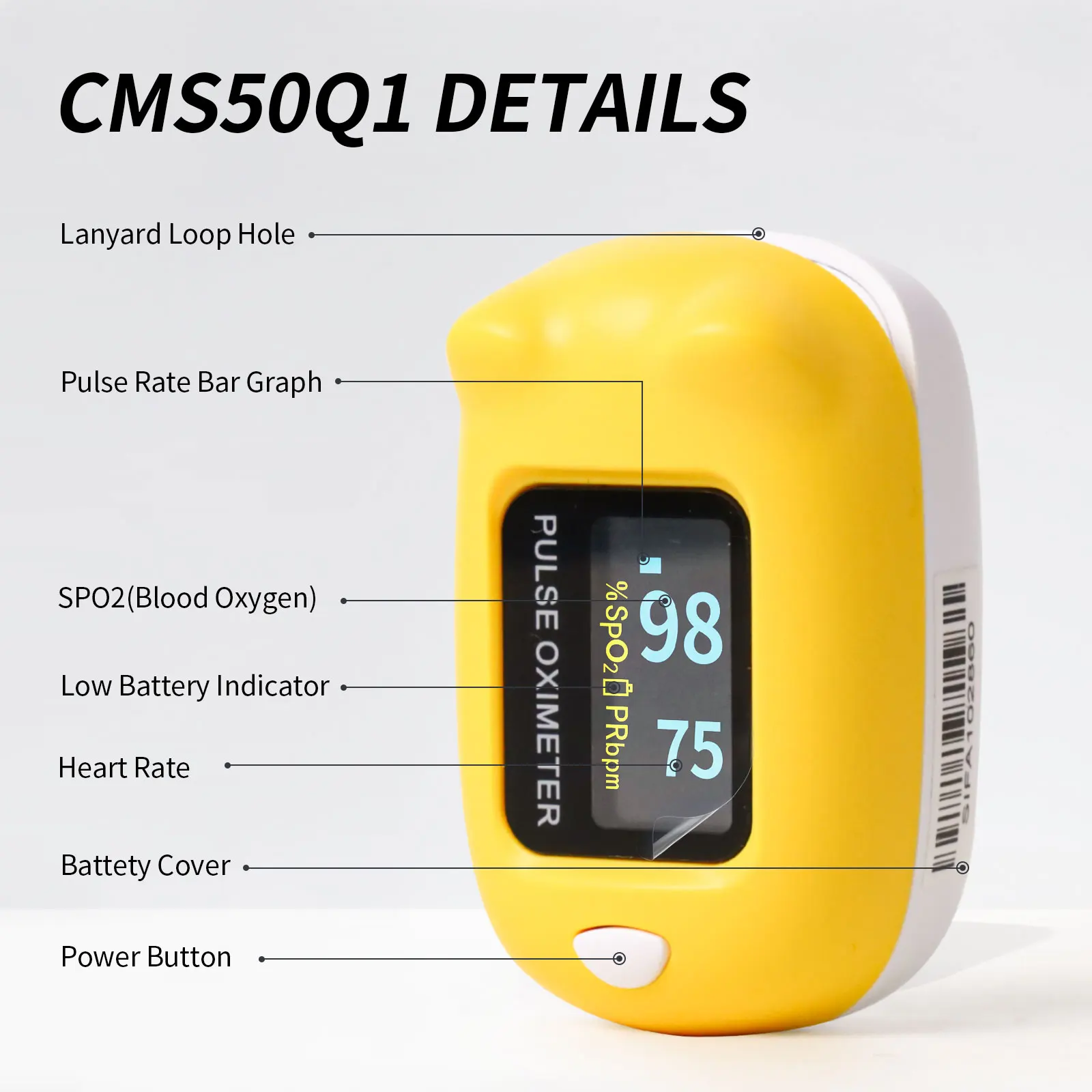 Contec CMS50Q1 Pediatric Baby Heart Rate Children Fingertip Pulse Oxygen Blood SPO2 pediatric Oximeter Monitor Oximetro Home
