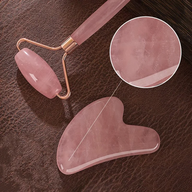 Pink Crystal Jade Massage Face Eyes Scraping Portable Resin Cooling Sensation Rose Quartz Tightening Anti-Wrinkle Beauty