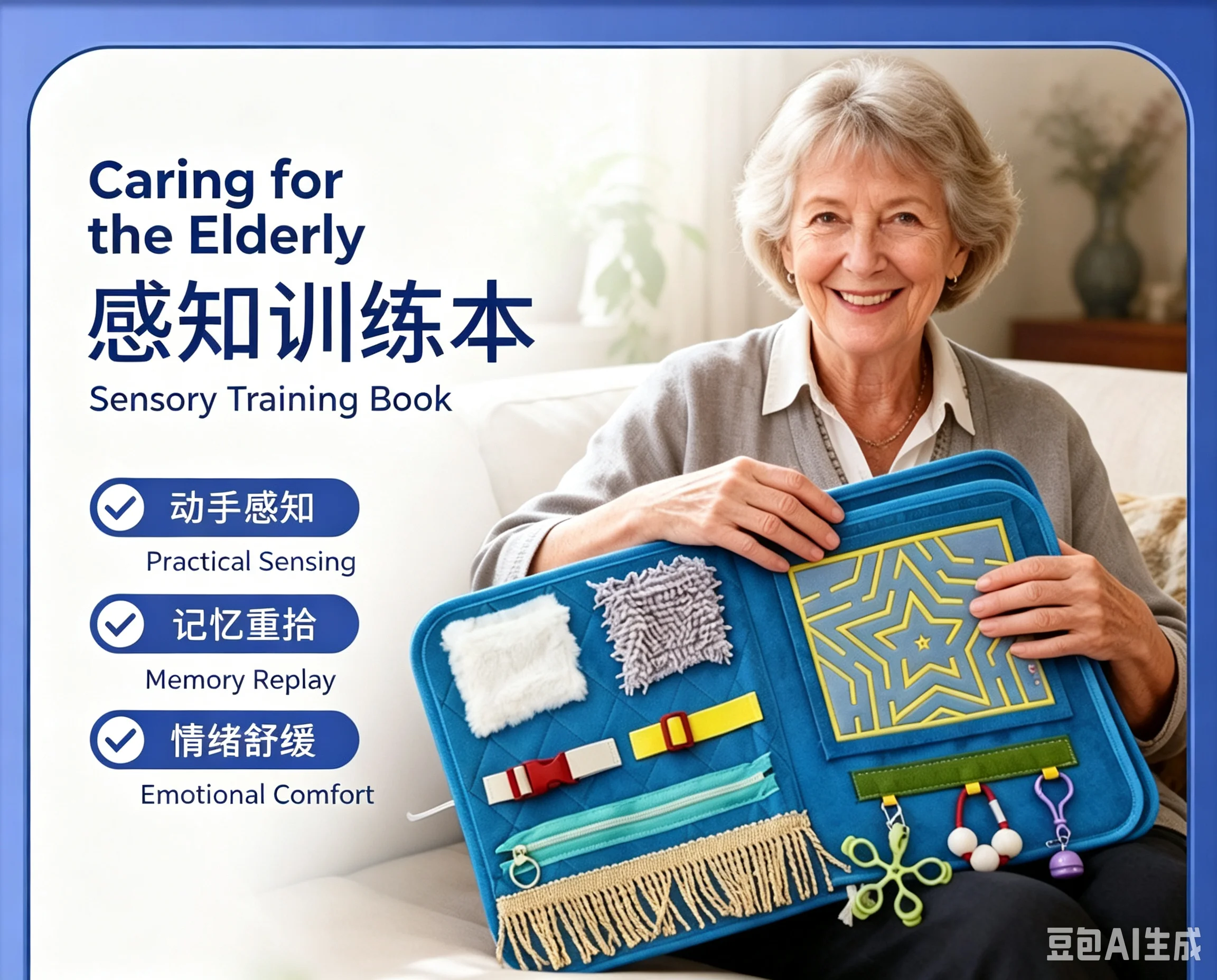 Sensory Blanket Elderly Dementia Alzheimer Tactile Training Sensory Mat Calming Anxiety Relief Senior Care Activity Pad
