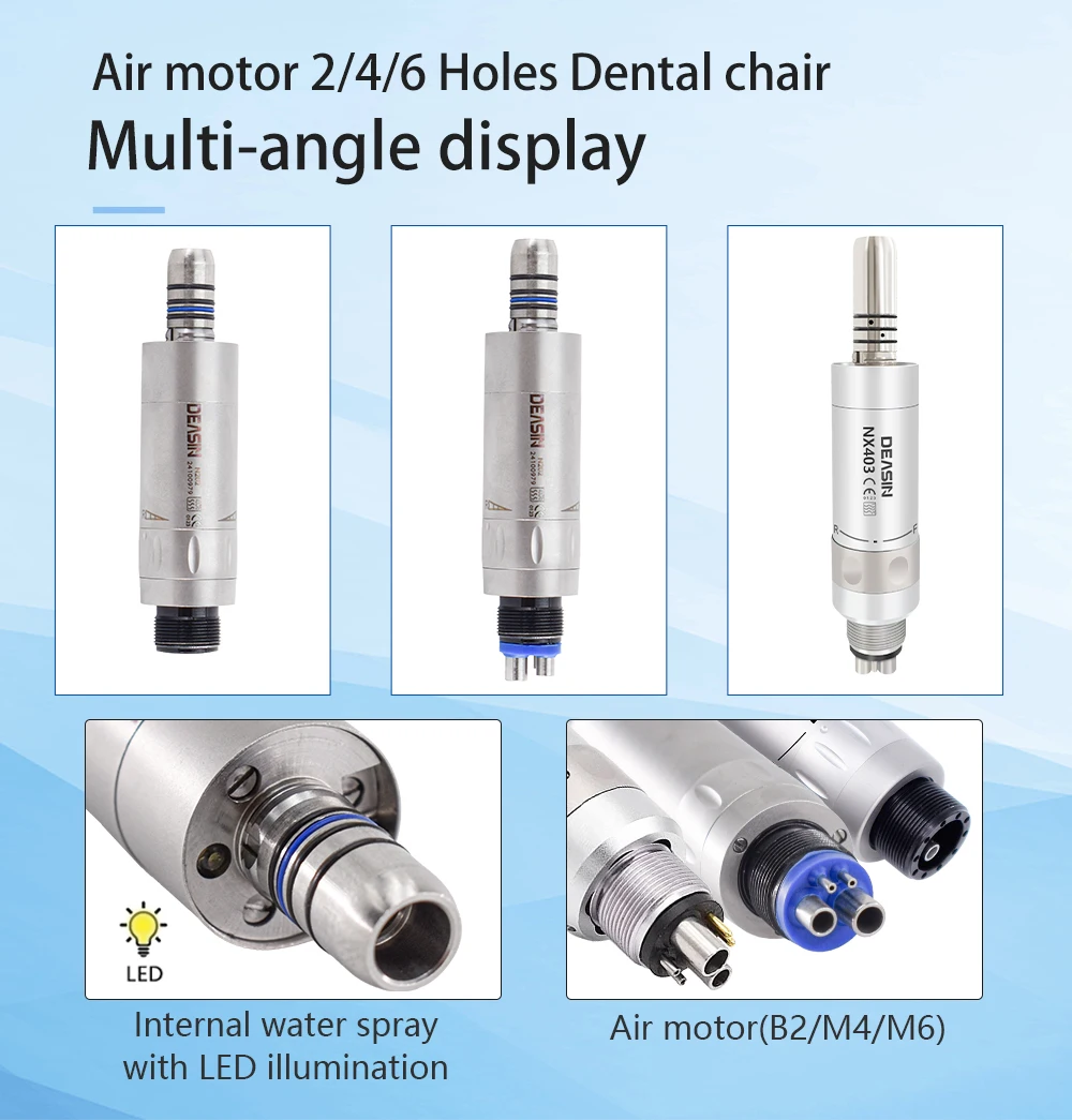 DEASIN Air Motor Dental Handpiece Micromotor Internal Water Spray For Contra Angle Straight Dental Unit 2/4/6 holes Connector