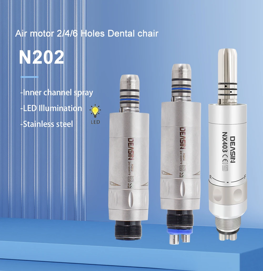 DEASIN Air Motor Dental Handpiece Micromotor Internal Water Spray For Contra Angle Straight Dental Unit 2/4/6 holes Connector