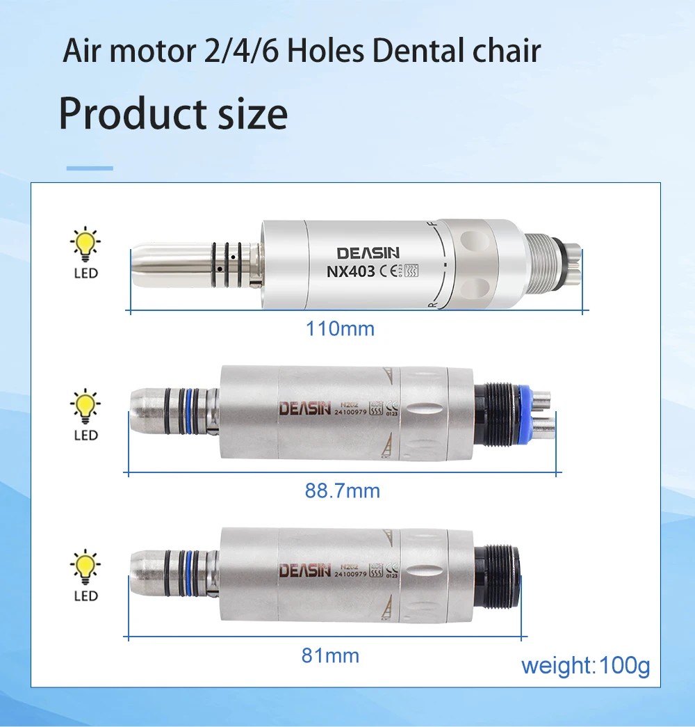DEASIN Air Motor Dental Handpiece Micromotor Internal Water Spray For Contra Angle Straight Dental Unit 2/4/6 holes Connector