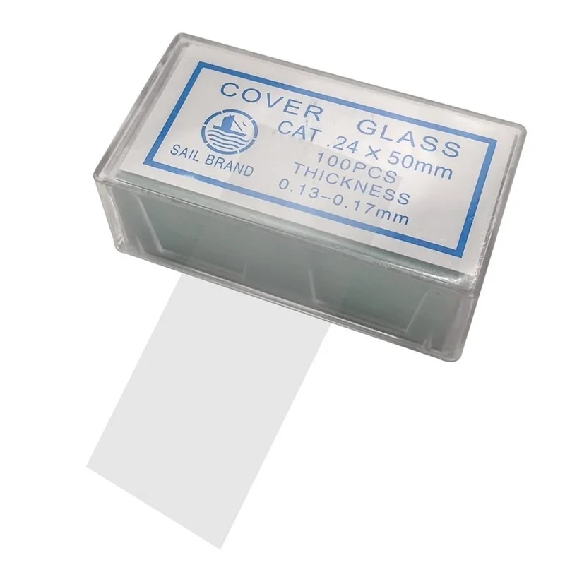 100PCS 24x50 Mm Microscope Glass Slides Cover Slips Blank Slides Microscope Accessories 0.13-0.17 Mm Thickness