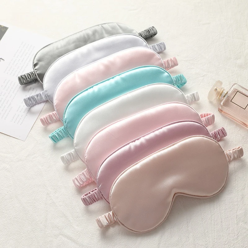 Three-Piece Set High End Silk Eye Mask Breathable Light Blocking Eye Protection Nap Break Sleep Portable Cooling Sensation