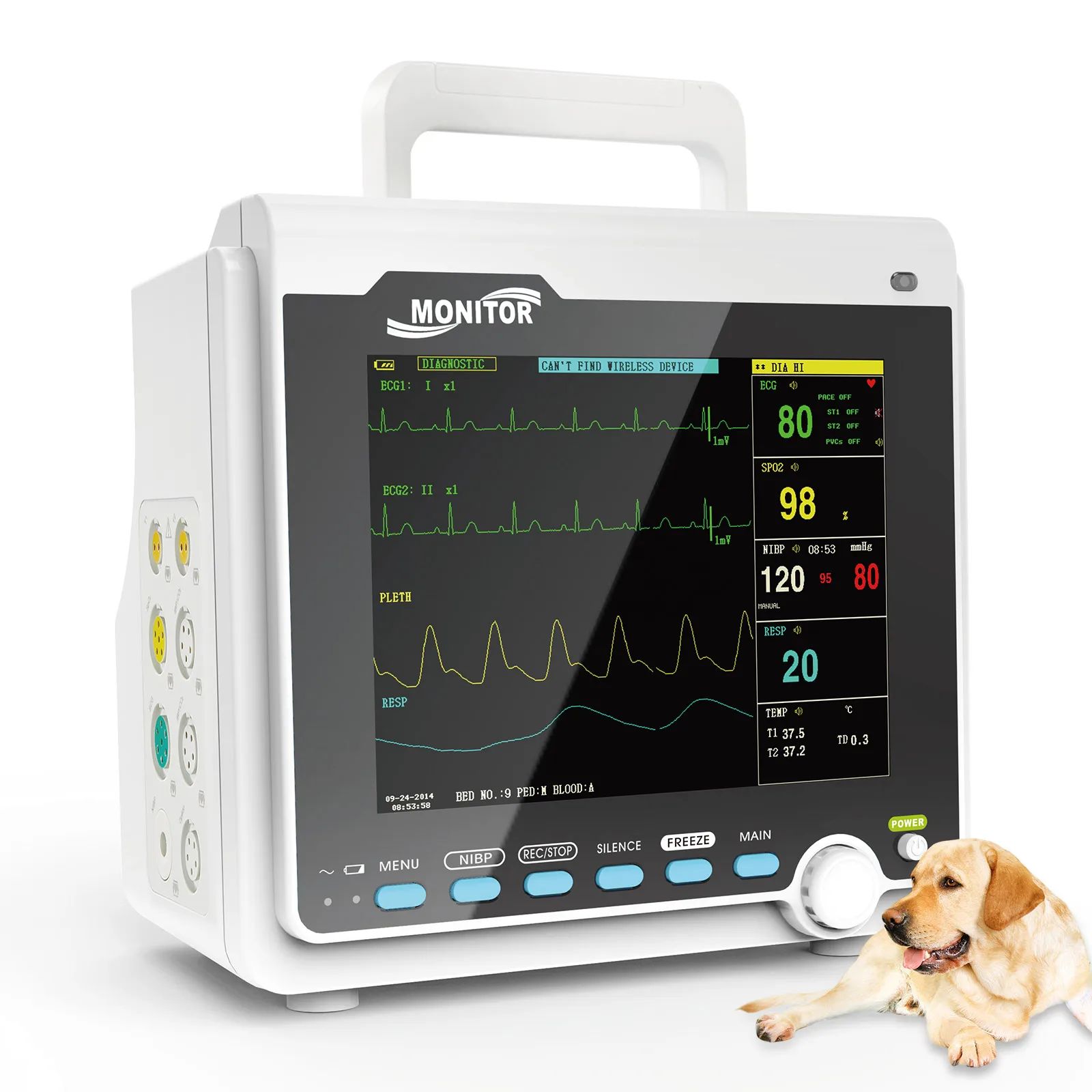CONTEC Portable Patient Monitor Human/Veterinary 8" Vital Sign Monitor ECG NIBP RESP SPO2 PR TEMP (Printer&Etco2 Option)