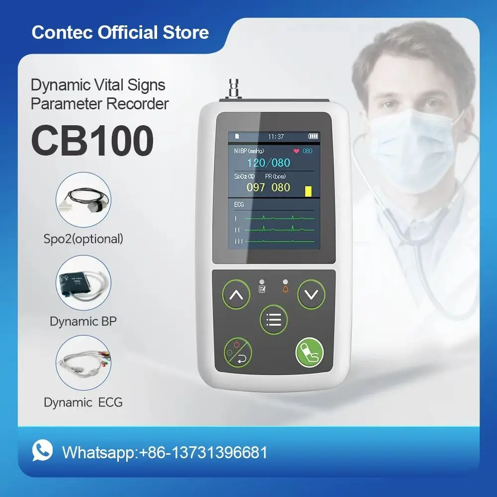 CONTEC CB100 Dynamic Storage Mode Ambulatory Multi-Parameter Recorder Monitor ECG NIBP, SPO2(optional)