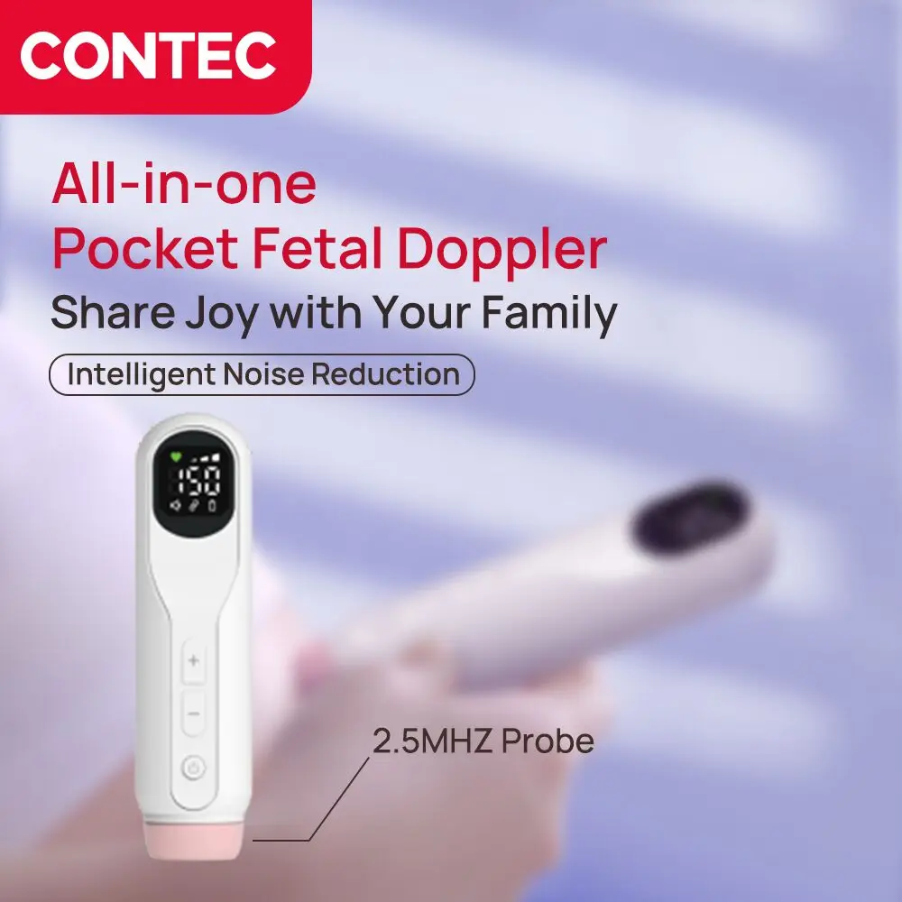 CONTEC10D Prenatal Doppler Fetal Baby Heart Rate Monitor Home Detector LCD Display No Radiation Women 2.5mhz Probe