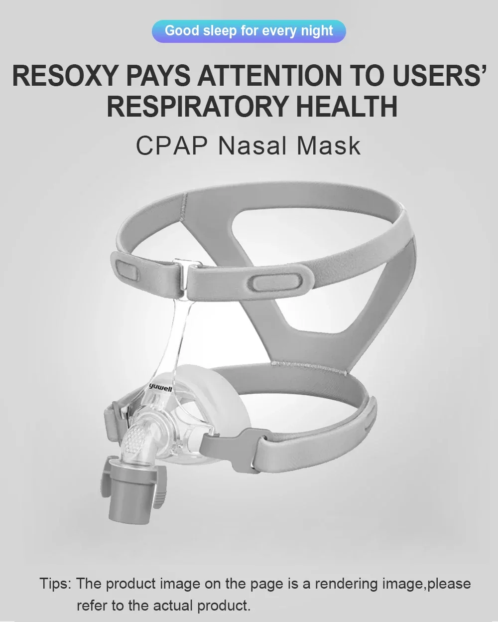 Yuwell CPAP Nasal Mask YN02 With Headgear Silicon Gel Cushions Sleep Apnea Anti Snoring Mask for Auto CPAP Machine Home Travel