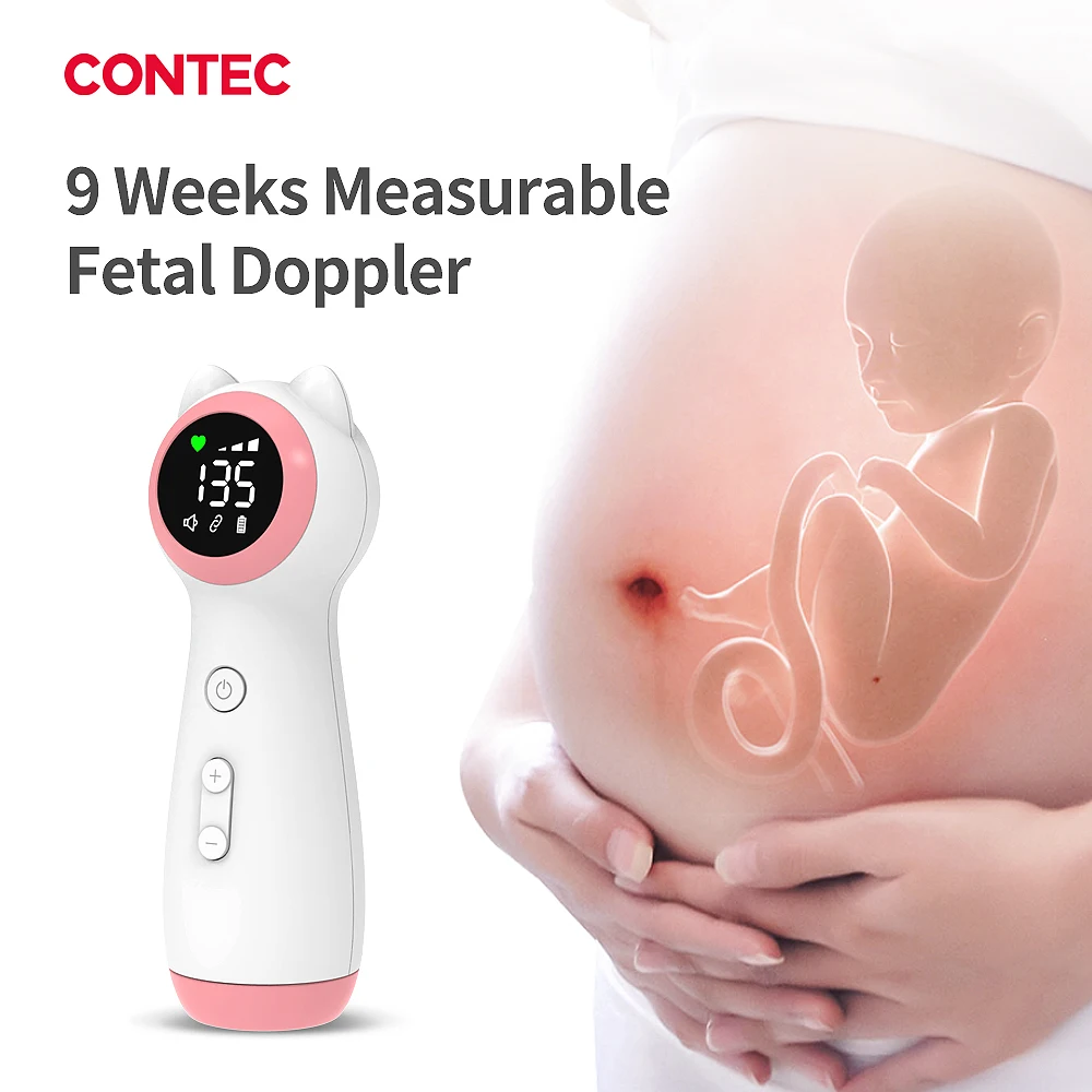 Contec Doppler Fetal 10E/10F Heart Rate Monitoring Ultrasound Stethoscope Home Pregnant Women Baby Fetal Movement Prenatal
