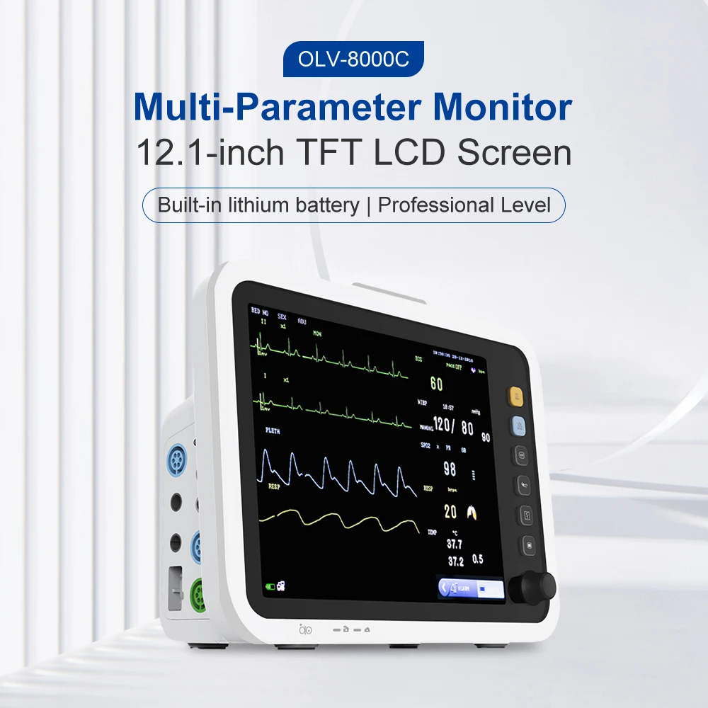 Resoxy Patient Vital Signs Monitor 12.1 Inch Screen Human Use 6 Parameters Medical Patient Monitor ECG NIBP TEMP RESP SPO2 PR