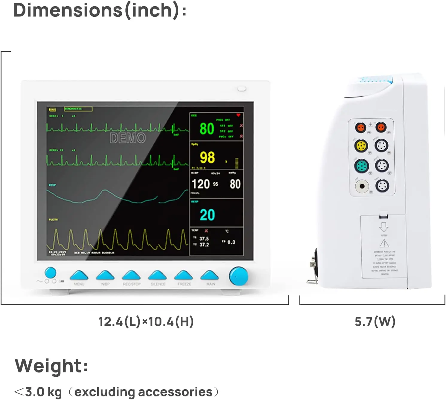 Contec Vet Veterinary ICU/CCU Patient Monitor Multi-Parameter CMS8000-VET SPO2,PR,ECG,SPO2,NIBP,RESP,TEMP