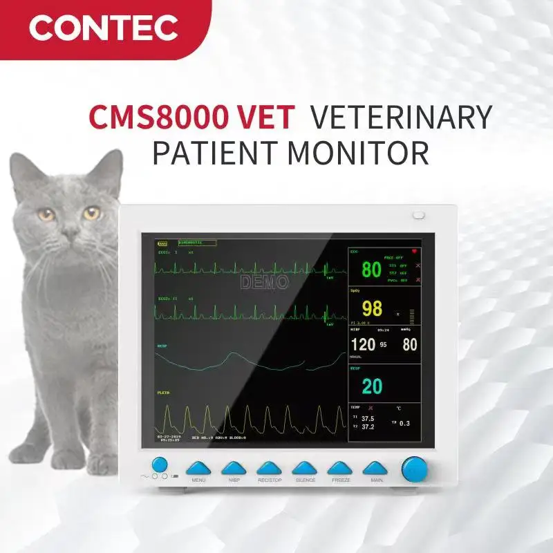 Contec Vet Veterinary ICU/CCU Patient Monitor Multi-Parameter CMS8000-VET SPO2,PR,ECG,SPO2,NIBP,RESP,TEMP