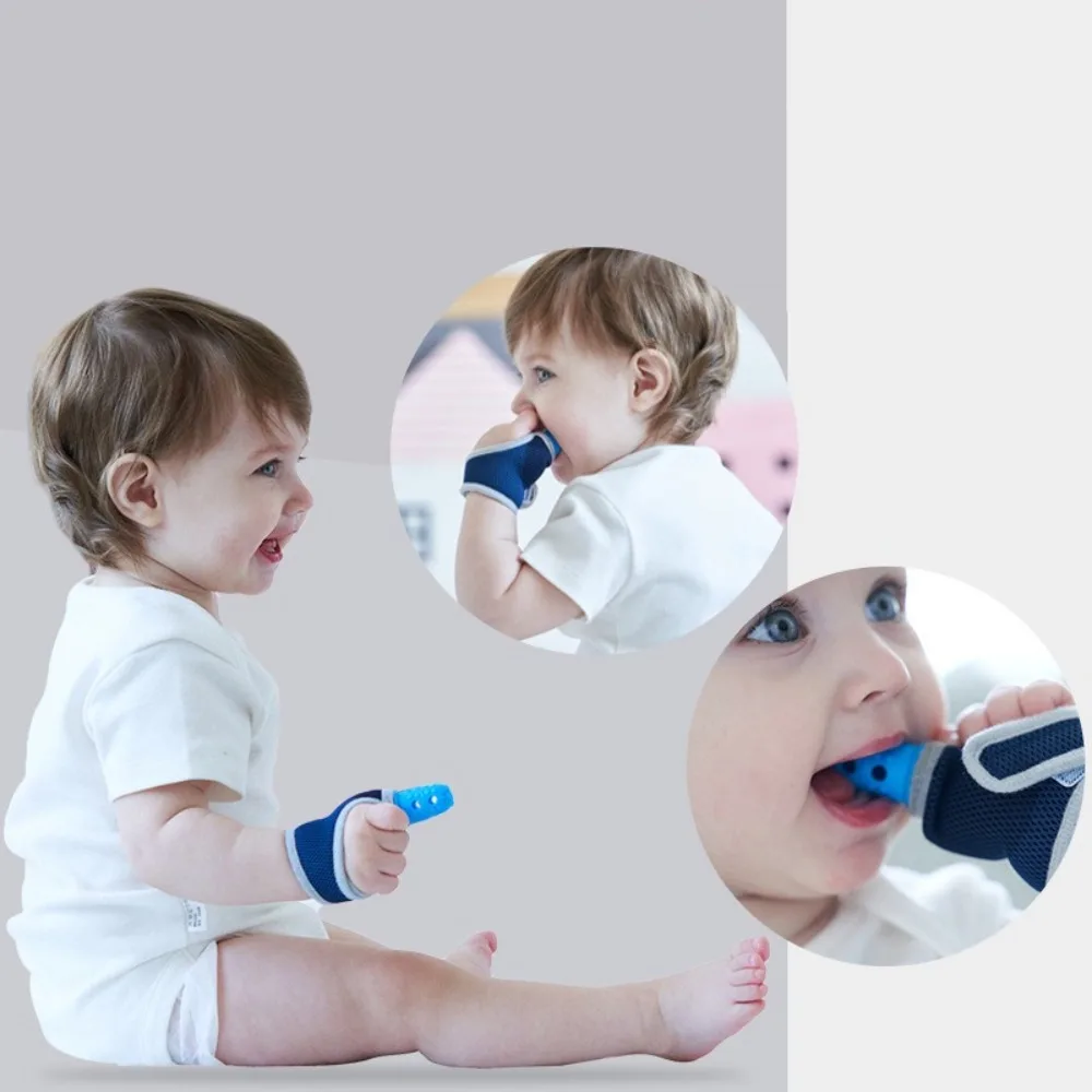 New Model Baby Silicone Teeth Grinding Finger Cover Breathable Thumb Cover Teether Child Anti Biting Hands Sensory Comfort