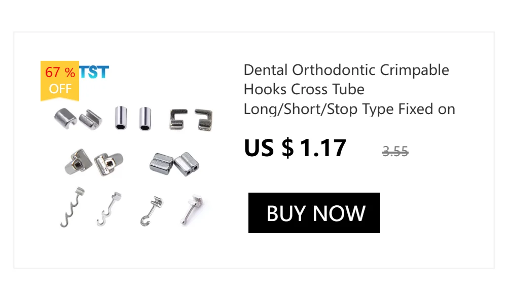 50Pcs Dental Orthodontic Lingual Buttons Crimpable Hook Metal Composite Bondable Traction Hook Clear Ceramic Hook On Arch Wire